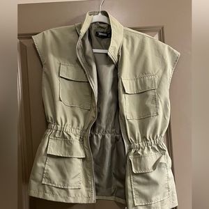 Olive green vest jacket from MissGuided